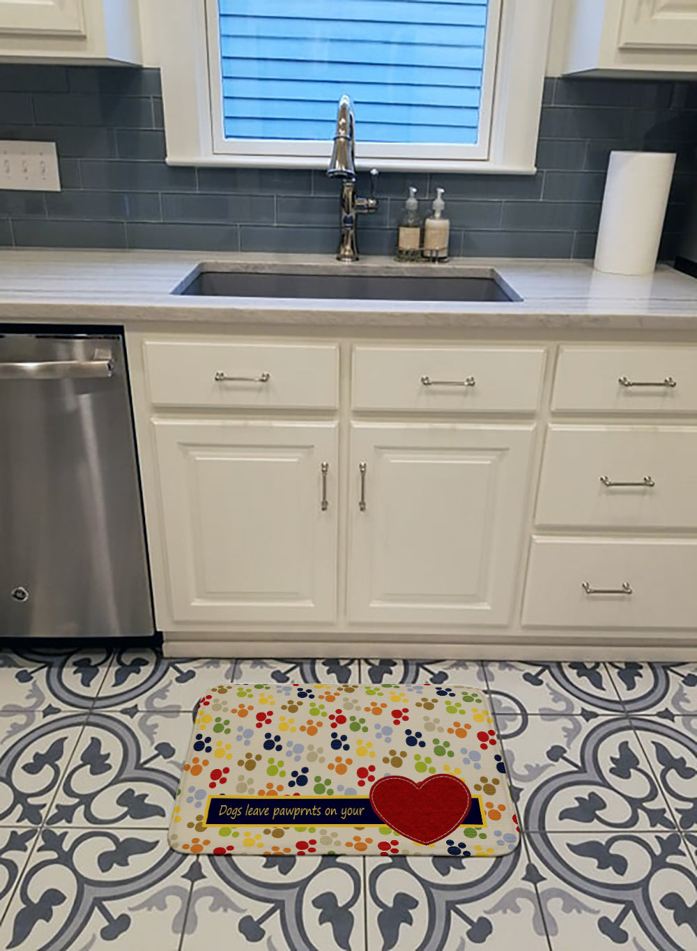 Dogs leave pawprints on your heart Machine Washable Memory Foam Mat SB3054RUG - the-store.com
