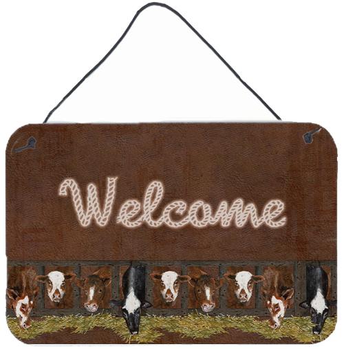 Welcome Mat with Cows Aluminium Metal Wall or Door Hanging Prints SB3058DS812 by Caroline's Treasures