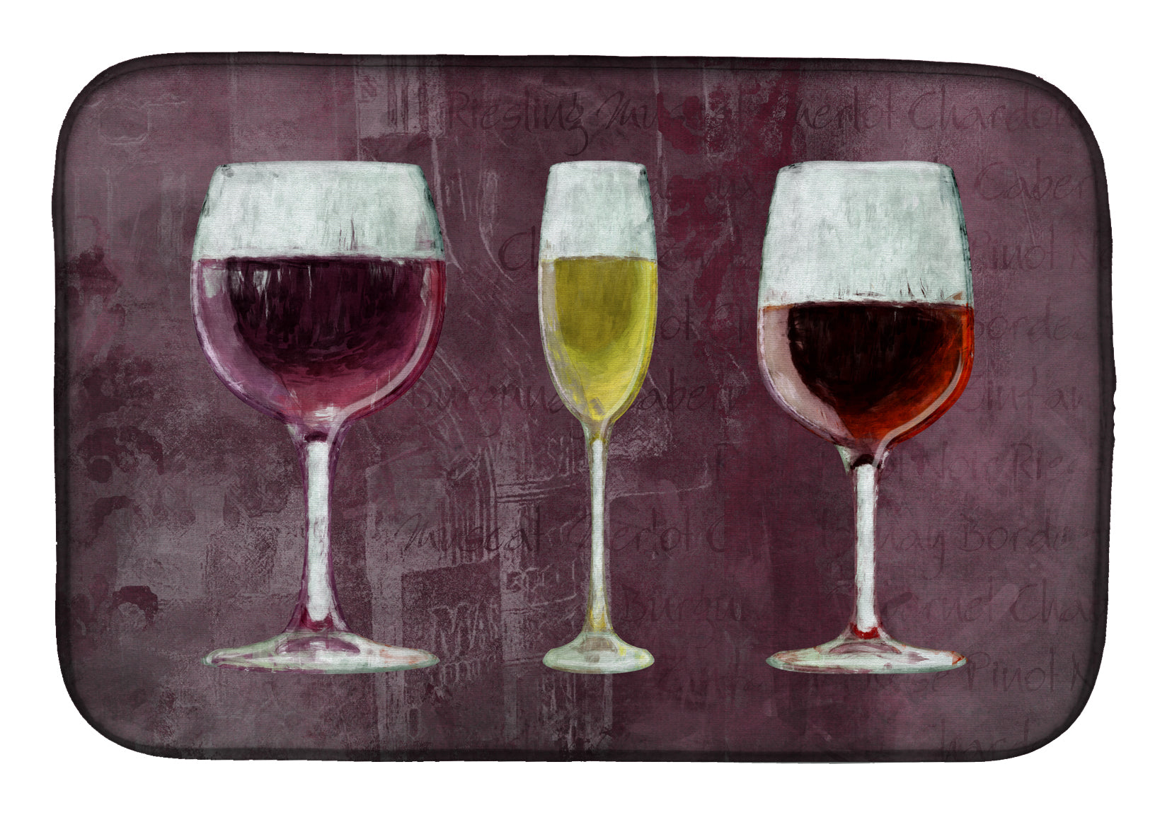 Three Glasses of Wine Purple Dish Drying Mat SB3073DDM  the-store.com.