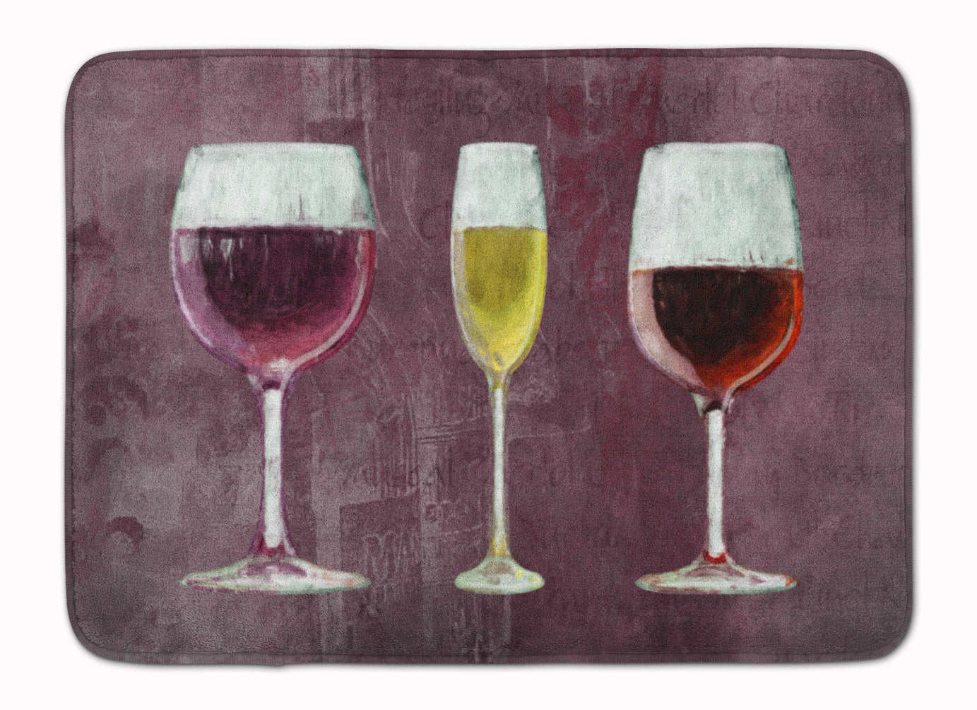 Three Glasses of Wine Purple Machine Washable Memory Foam Mat SB3073RUG - the-store.com