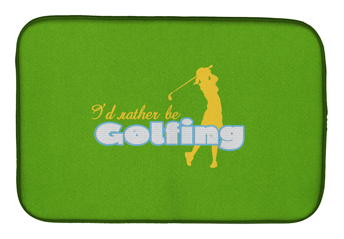 I&#39;d rather be Golfing Woman on Green Dish Drying Mat SB3093DDM  the-store.com.