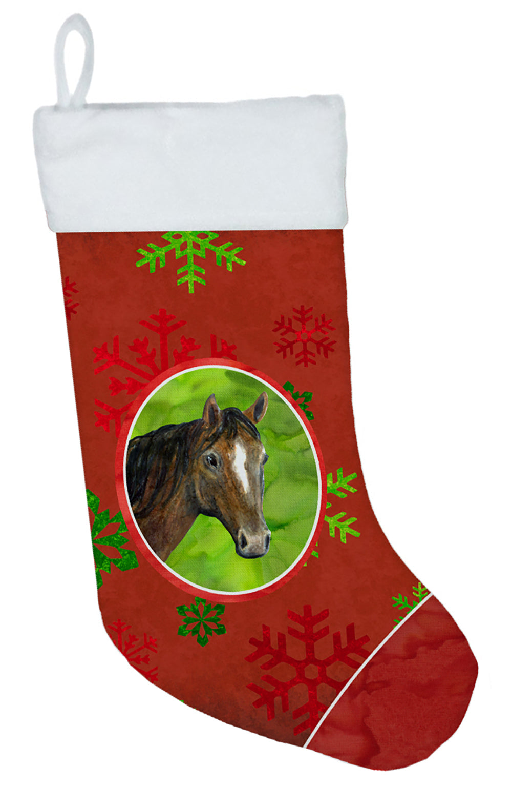 Horse Red Snowflakes Holiday Christmas  Christmas Stocking SB3121-CS  the-store.com.