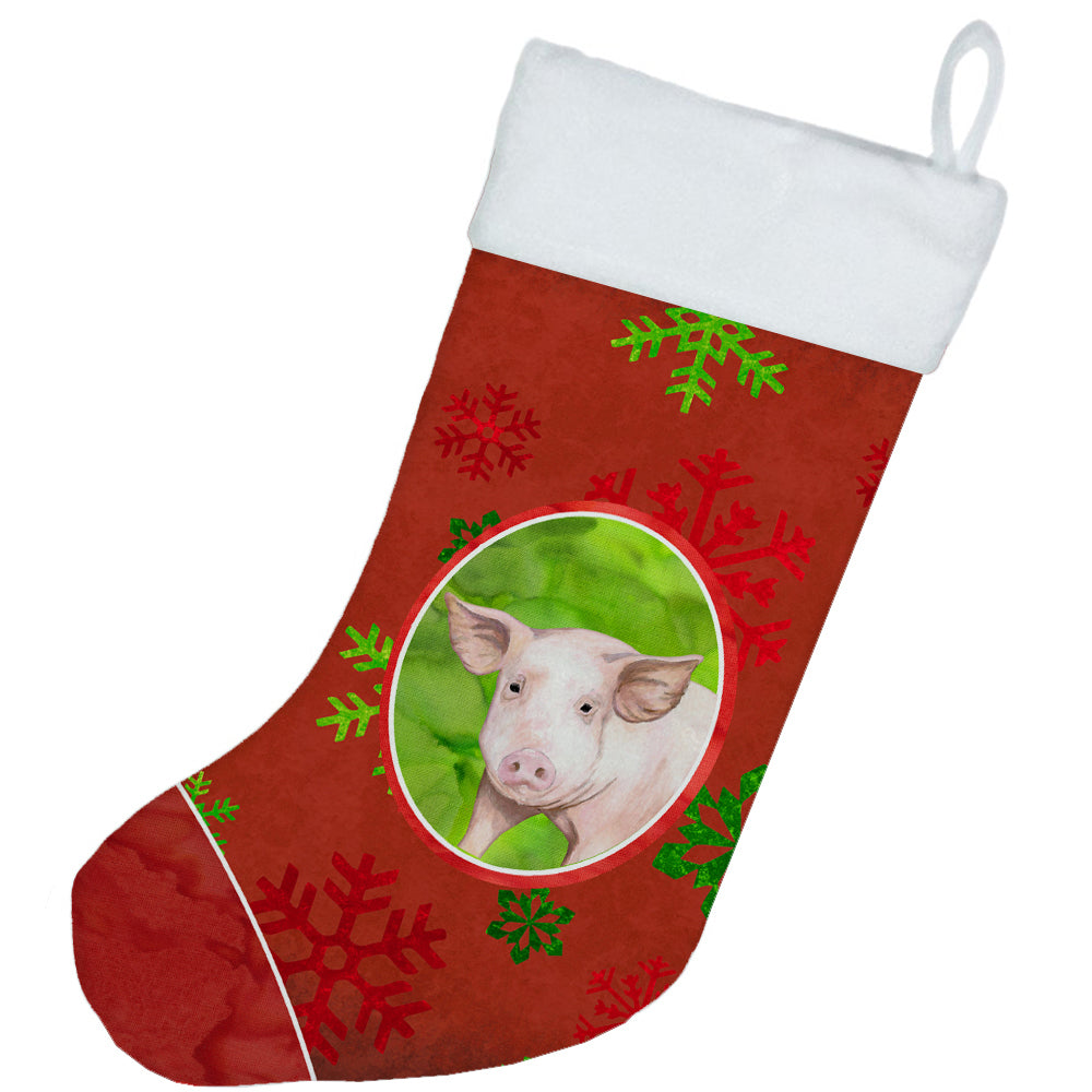 Pig Red Snowflakes Holiday Christmas  Christmas Stocking SB3125-CS  the-store.com.