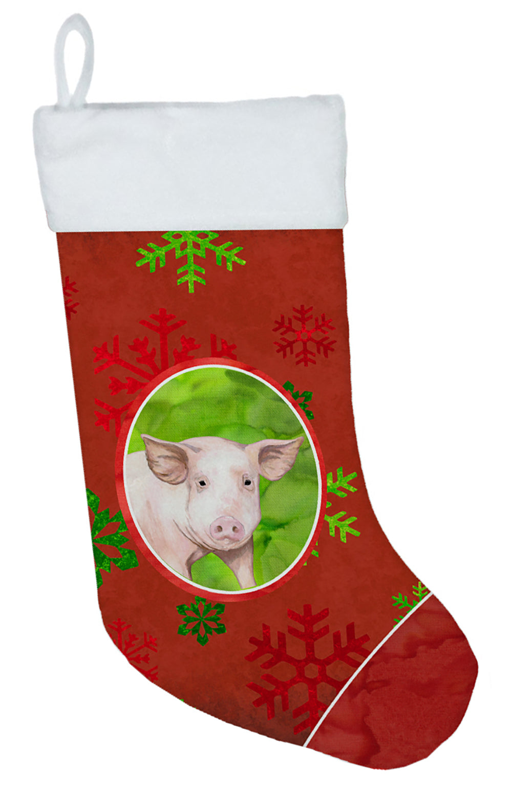 Pig Red Snowflakes Holiday Christmas  Christmas Stocking SB3125-CS  the-store.com.