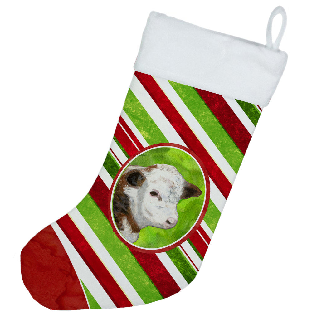 Baby Calf Candy Cane Holiday Christmas Christmas Stocking SB3133-CS  the-store.com.