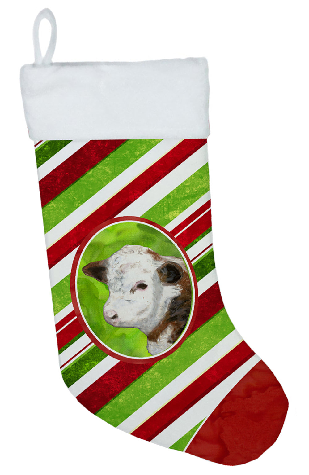 Baby Calf Candy Cane Holiday Christmas Christmas Stocking SB3133-CS  the-store.com.