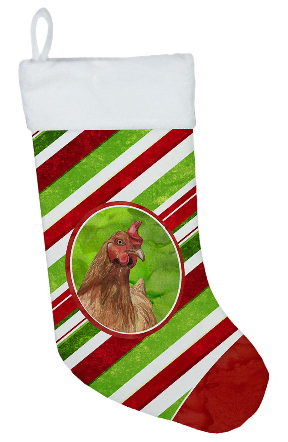 Chicken Candy Cane Holiday Christmas Christmas Stocking SB3140-CS  the-store.com.