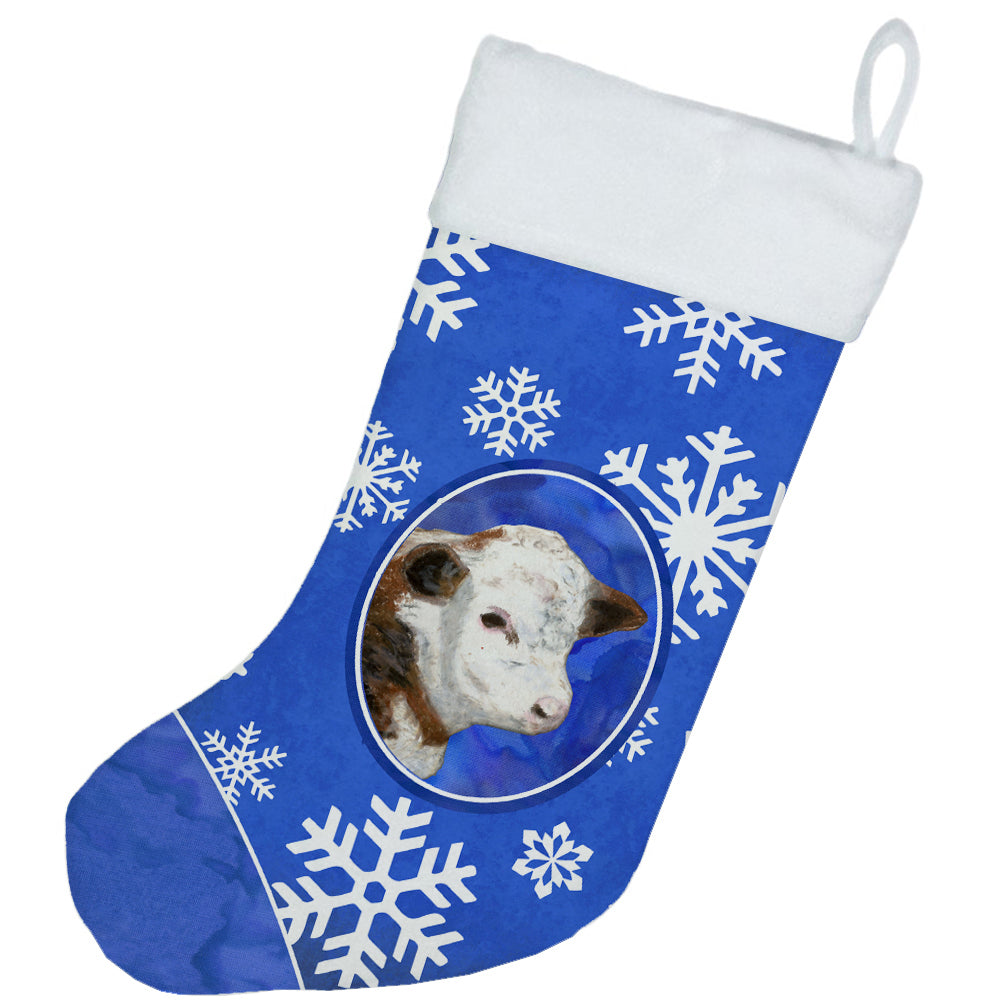 Baby Calf Winter Snowflakes Holiday Christmas Stocking SB3144-CS  the-store.com.