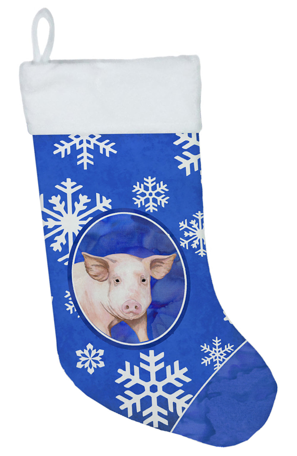 Pig Winter Snowflakes Holiday Christmas Stocking SB3147-CS  the-store.com.