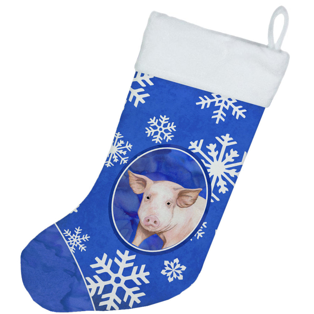 Pig Winter Snowflakes Holiday Christmas Stocking SB3147-CS  the-store.com.