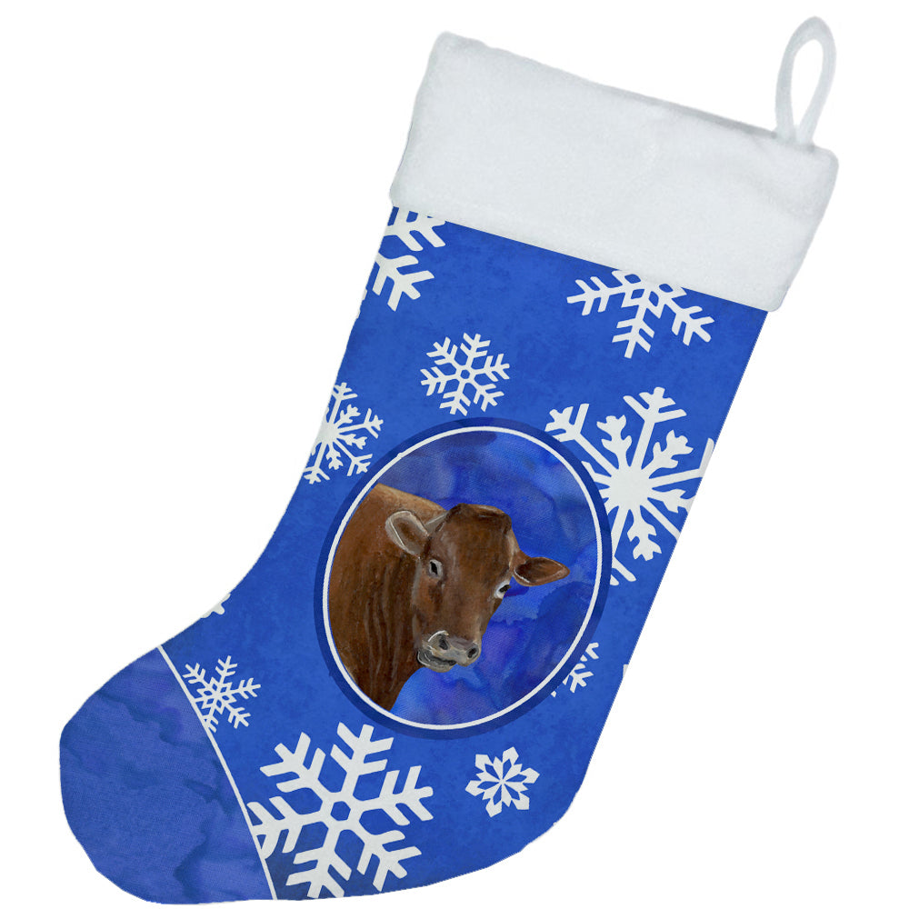 Cow Winter Snowflakes Holiday Christmas Stocking SB3148-CS  the-store.com.