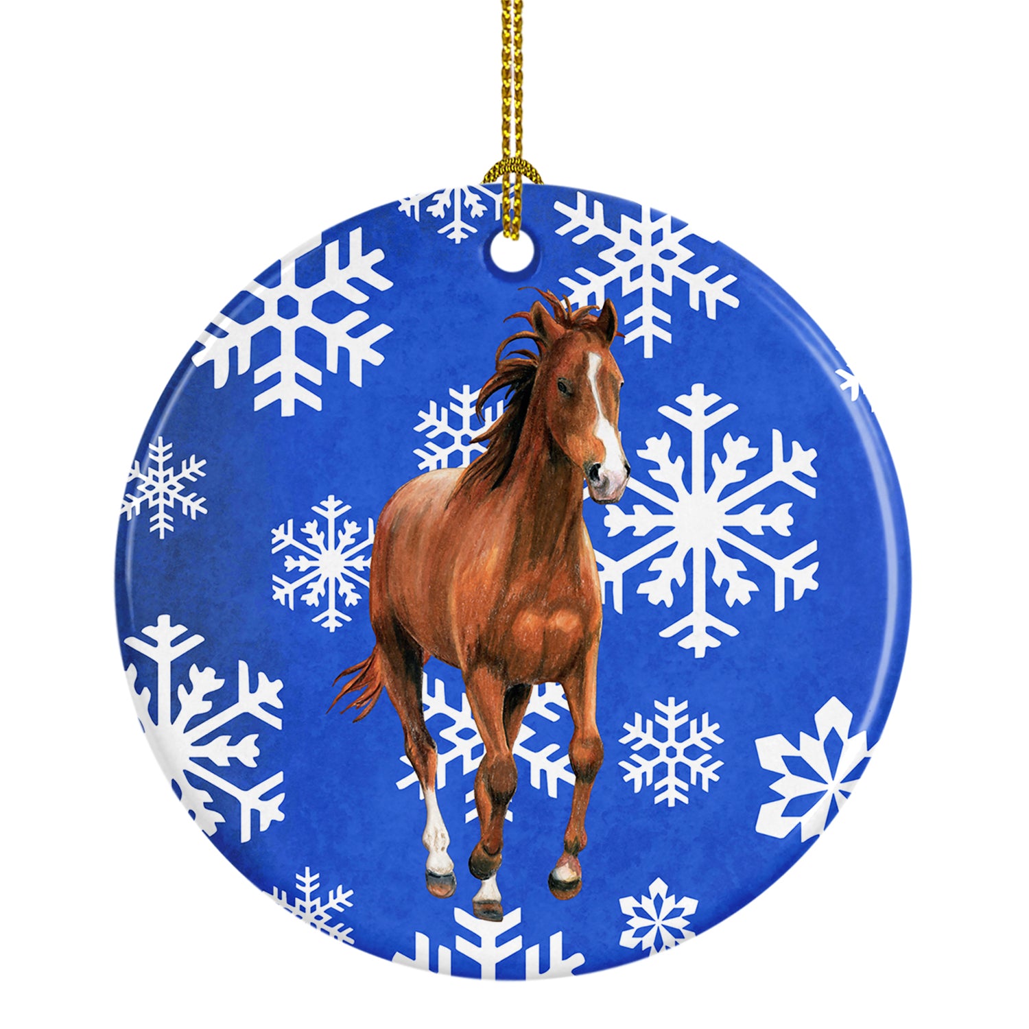 Horse Winter Snowflakes Holiday Ceramic Ornament SB3150CO1 - the-store.com