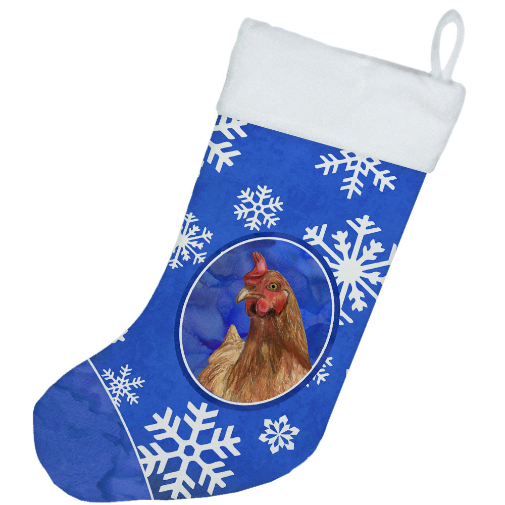 Chicken Winter Snowflakes Holiday Christmas Stocking SB3151-CS  the-store.com.