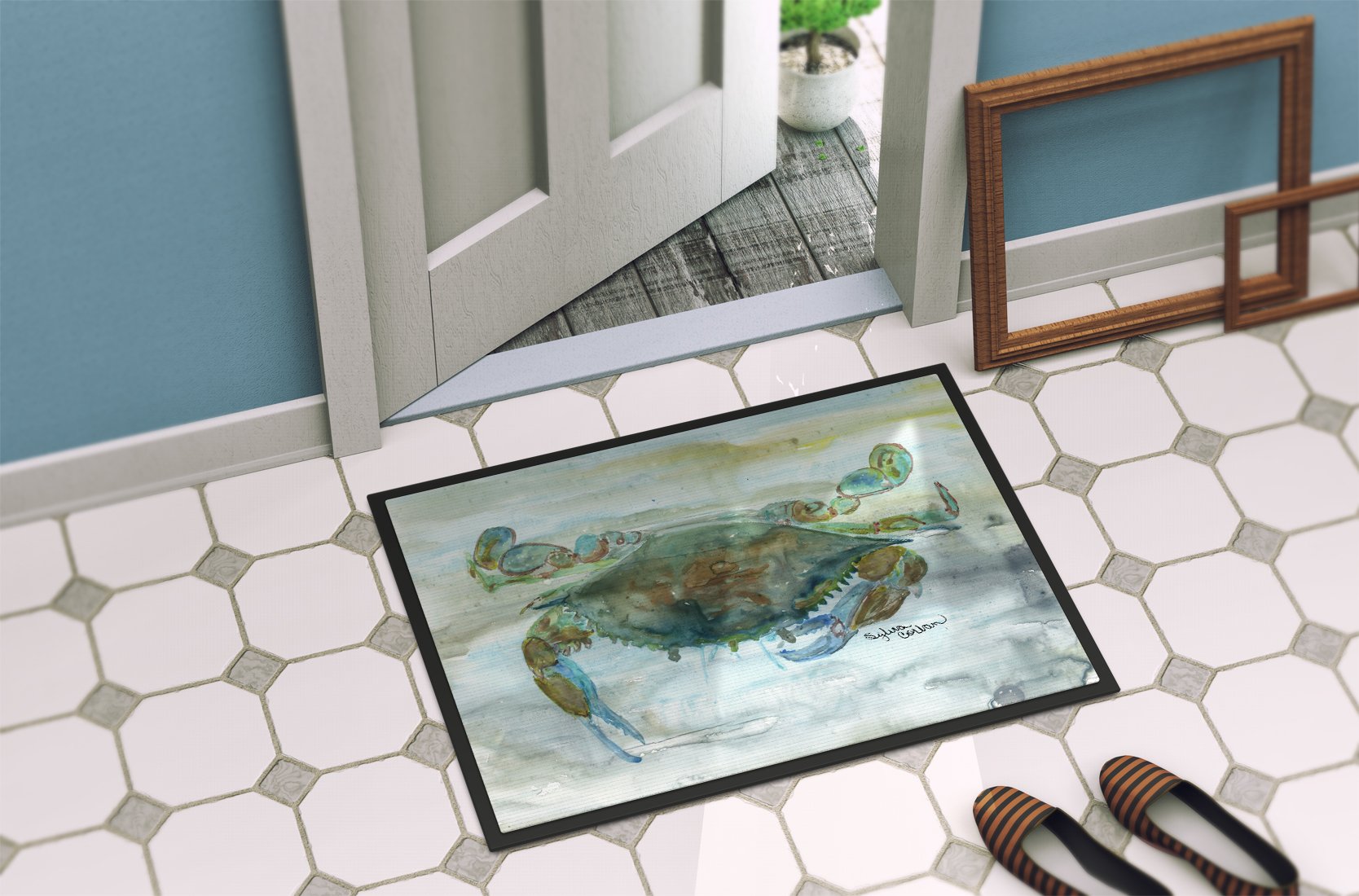 Crab a leg up Watercolor Indoor or Outdoor Mat 24x36 SC2002JMAT by Caroline's Treasures