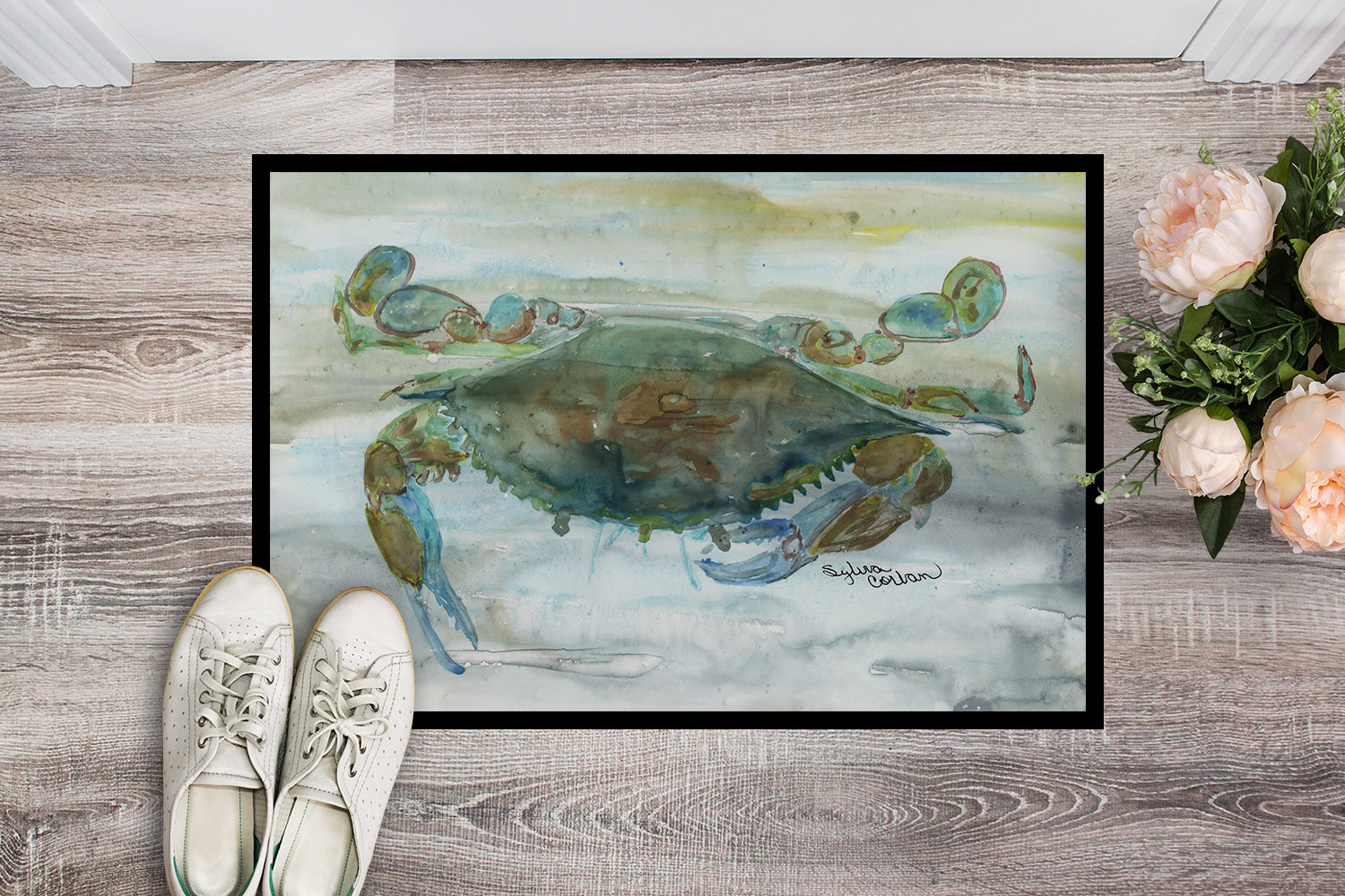 Crab a leg up Watercolor Indoor or Outdoor Mat 18x27 SC2002MAT - the-store.com