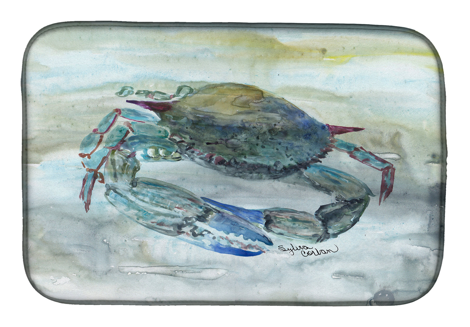 Blue Crab Watercolor Dish Drying Mat SC2003DDM  the-store.com.