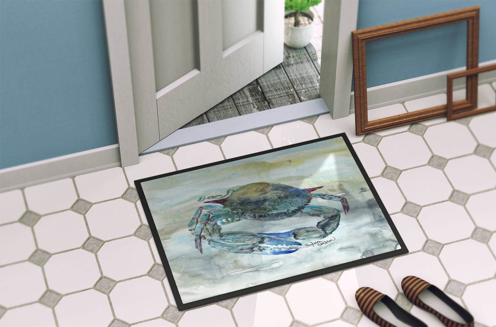 Blue Crab Watercolor Indoor or Outdoor Mat 24x36 SC2003JMAT by Caroline's Treasures