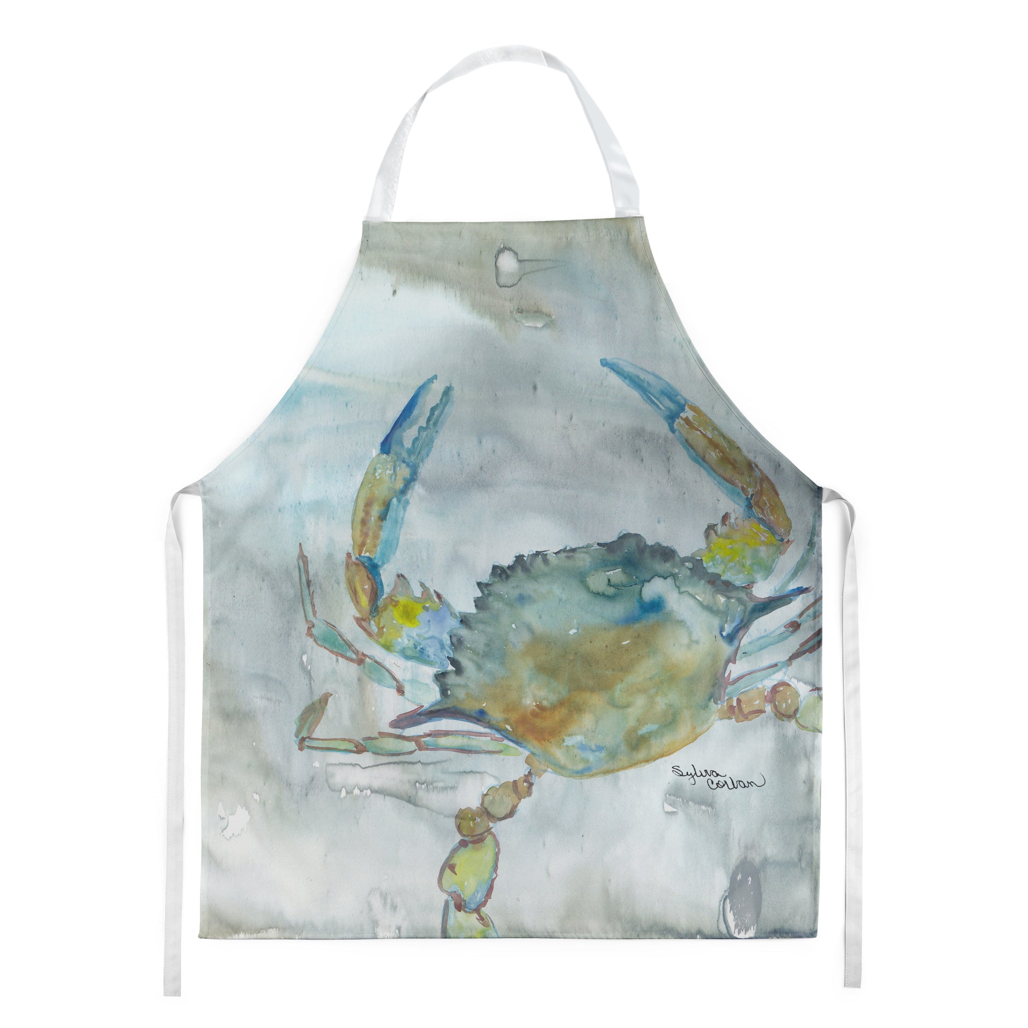 Blue Crab #2 Watercolor Apron SC2004APRON  the-store.com.