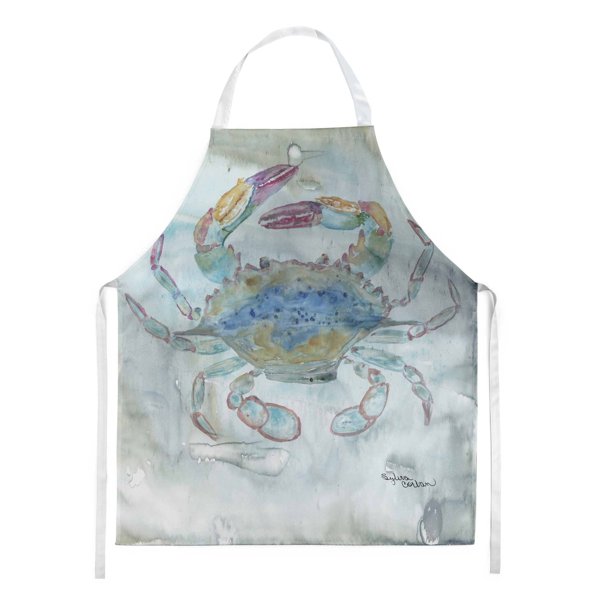 Female Blue Crab Watercolor Apron SC2005APRON  the-store.com.