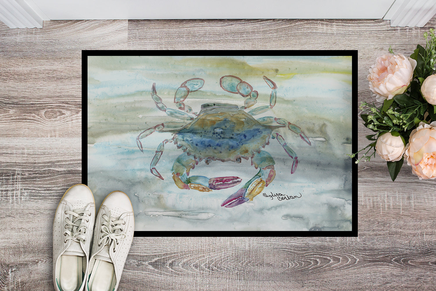 Female Blue Crab Watercolor Indoor or Outdoor Mat 18x27 SC2005MAT - the-store.com