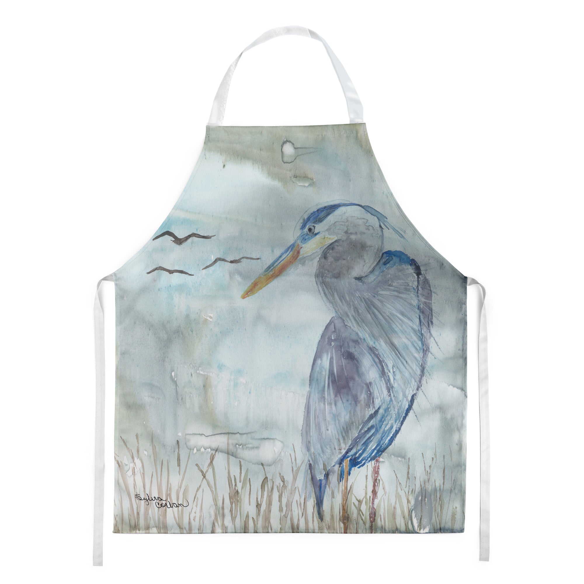 Blue Heron Watercolor Apron SC2007APRON  the-store.com.