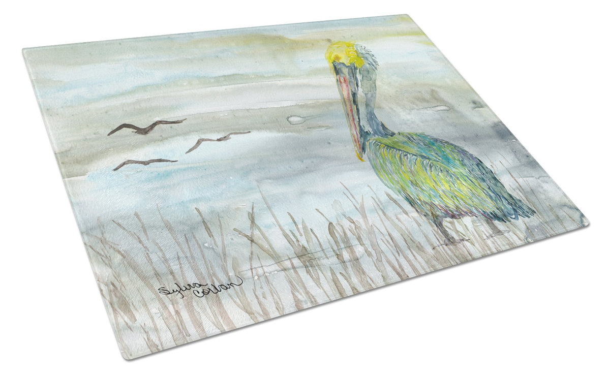 Pelican Watercolor Glass Cutting Board Large SC2008LCB by Caroline&#39;s Treasures