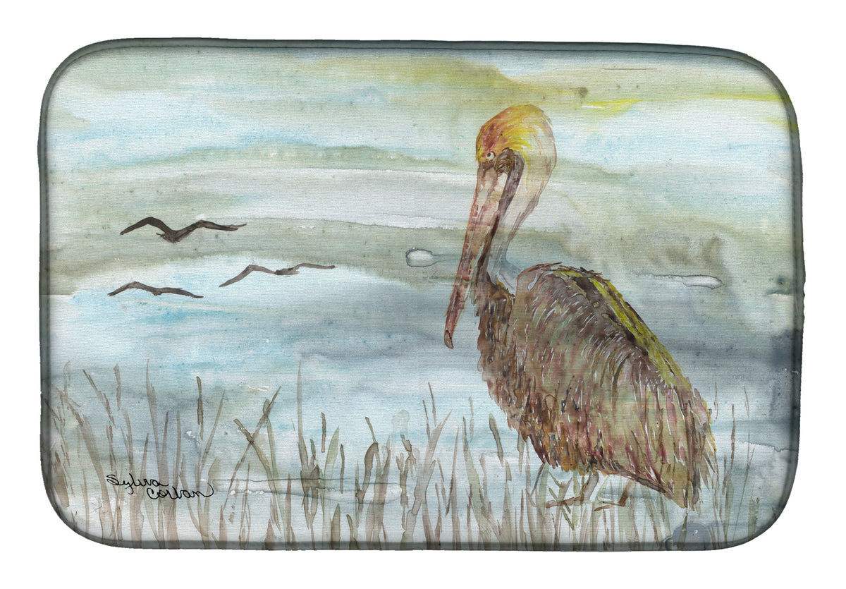 Brown Pelican Watercolor Dish Drying Mat SC2009DDM  the-store.com.