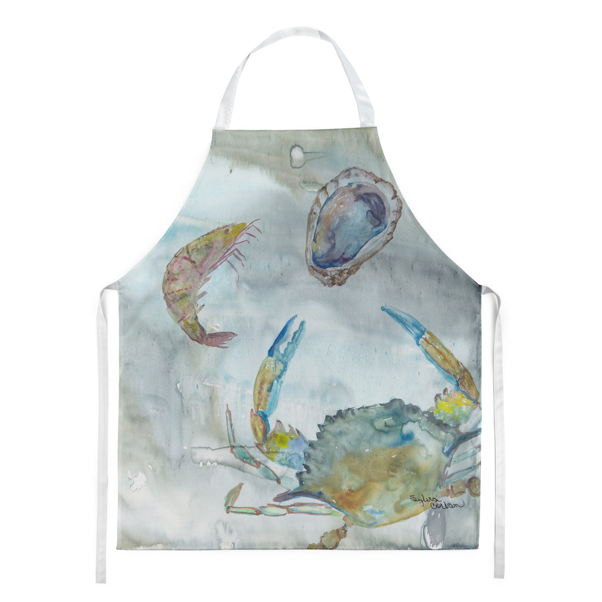 Crab, Shrimp and Oyster Watercolor Apron SC2010APRON  the-store.com.