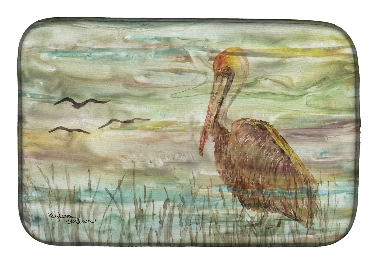 Brown Pelican Sunset Dish Drying Mat SC2011DDM  the-store.com.