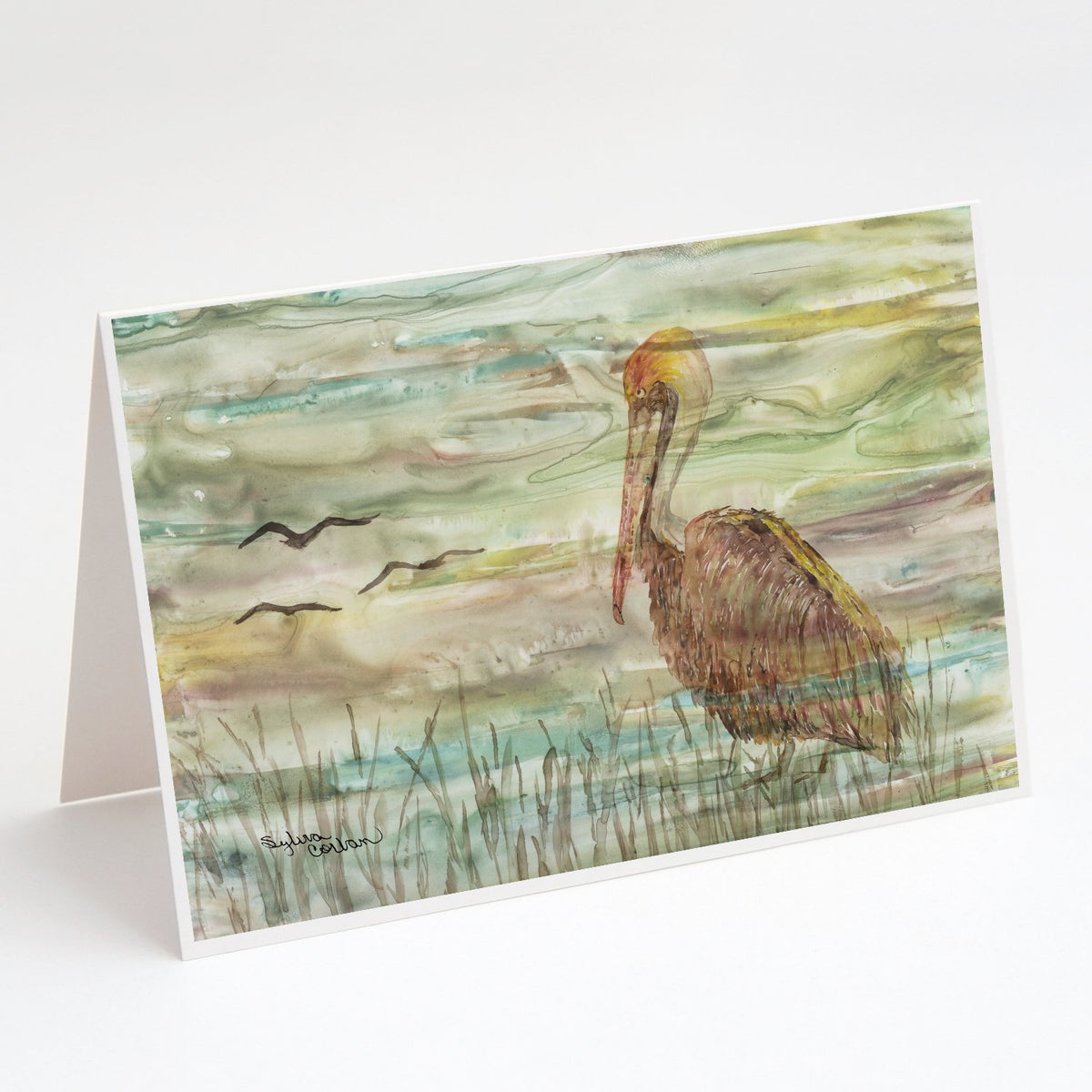 Buy this Brown Pelican Sunset Greeting Cards and Envelopes Pack of 8