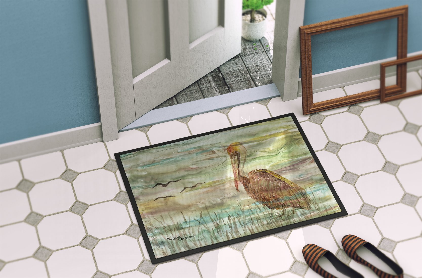 Brown Pelican Sunset Indoor or Outdoor Mat 24x36 SC2011JMAT by Caroline's Treasures