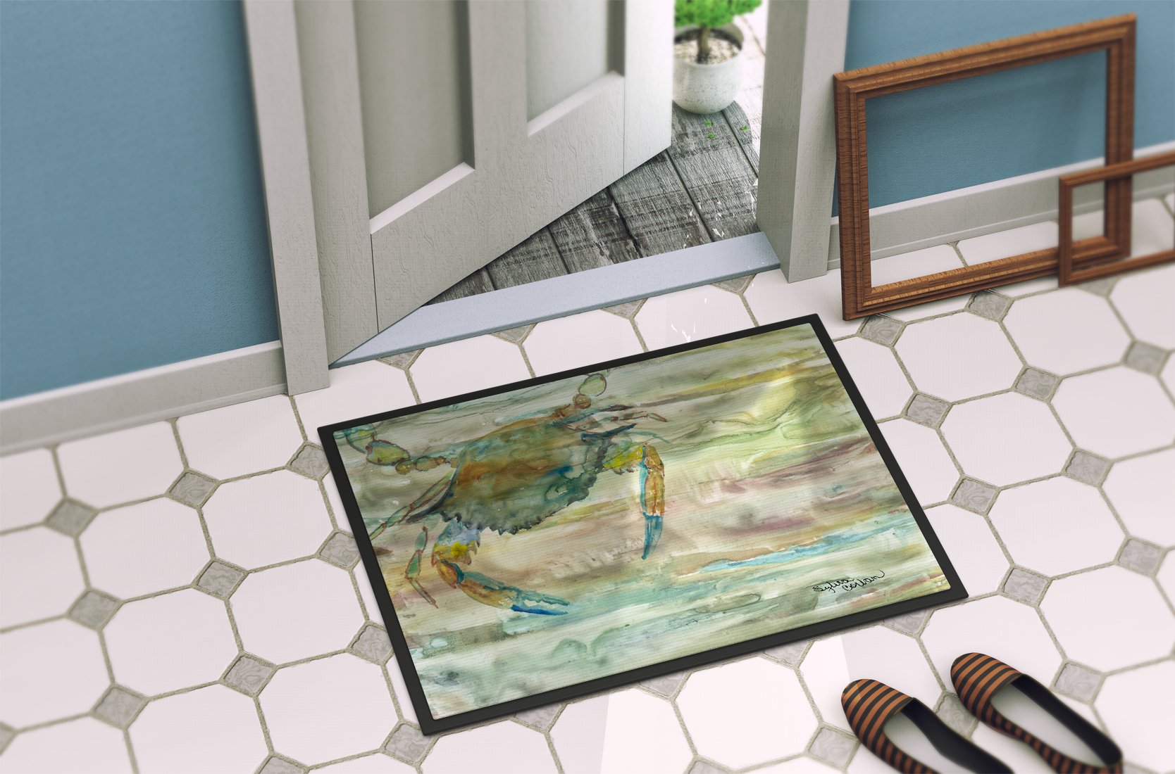 Blue Crab Sunset Indoor or Outdoor Mat 24x36 SC2013JMAT by Caroline's Treasures