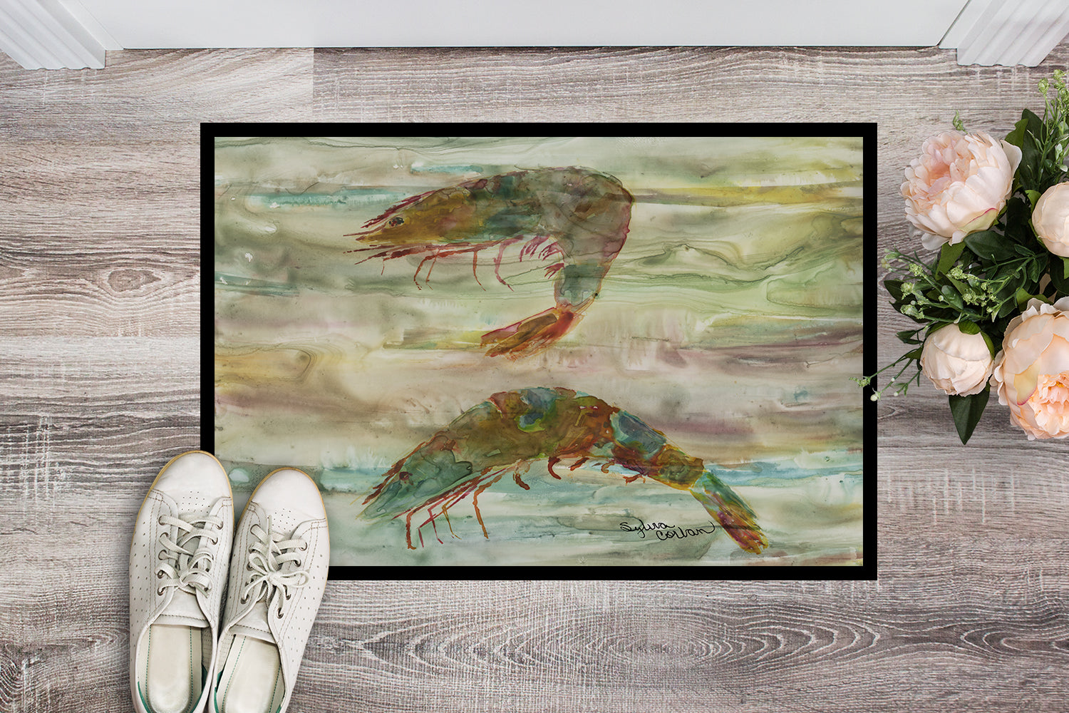 Shrimp Sunset Indoor or Outdoor Mat 18x27 SC2014MAT - the-store.com