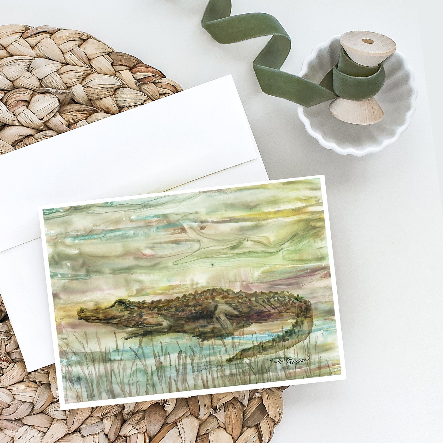 Buy this Alligator Sunset Greeting Cards and Envelopes Pack of 8