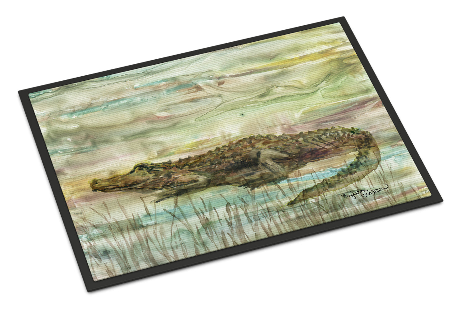 Alligator Sunset Indoor or Outdoor Mat 18x27 SC2016MAT - the-store.com