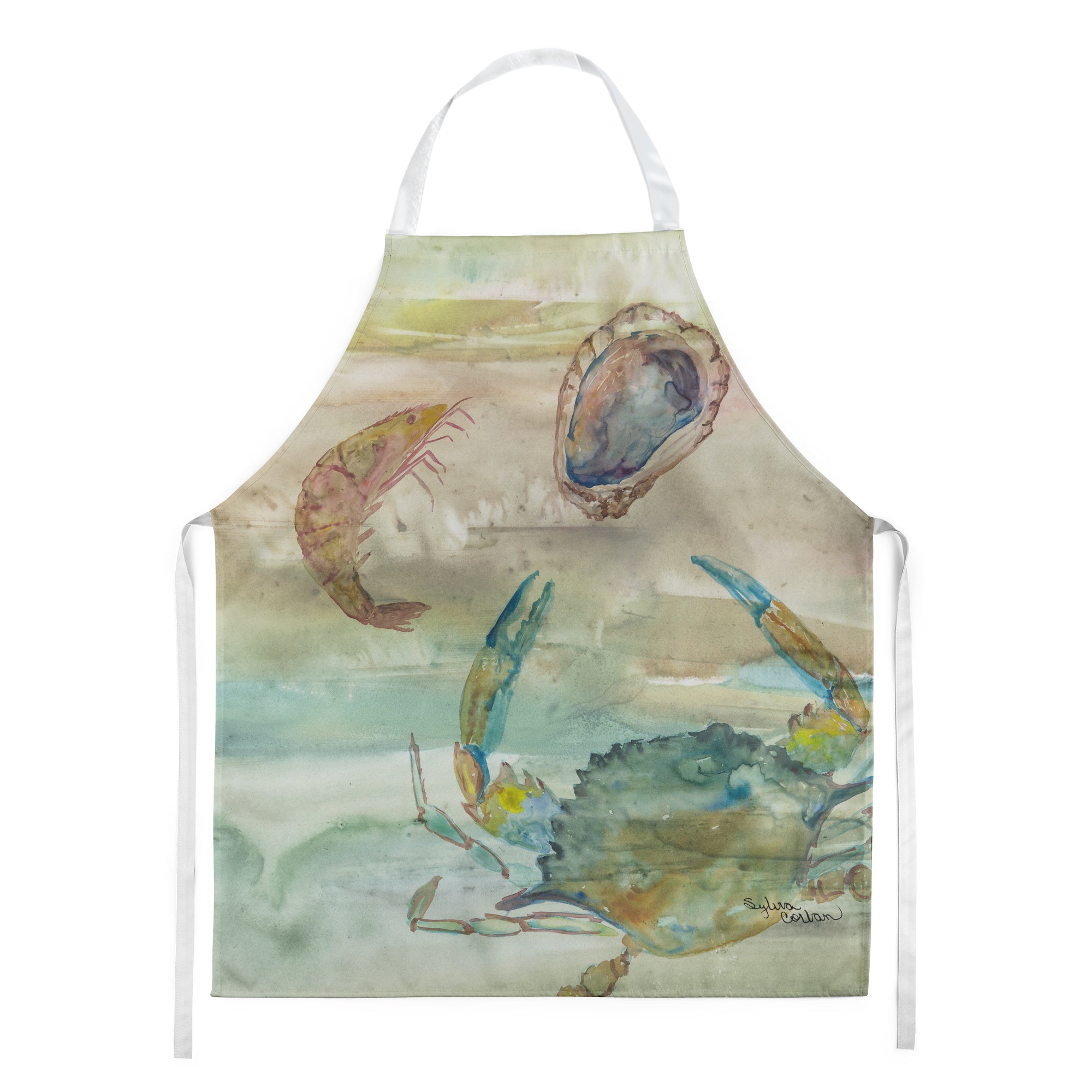 Crab, Shrimp and Oyster Sunset Apron SC2017APRON  the-store.com.