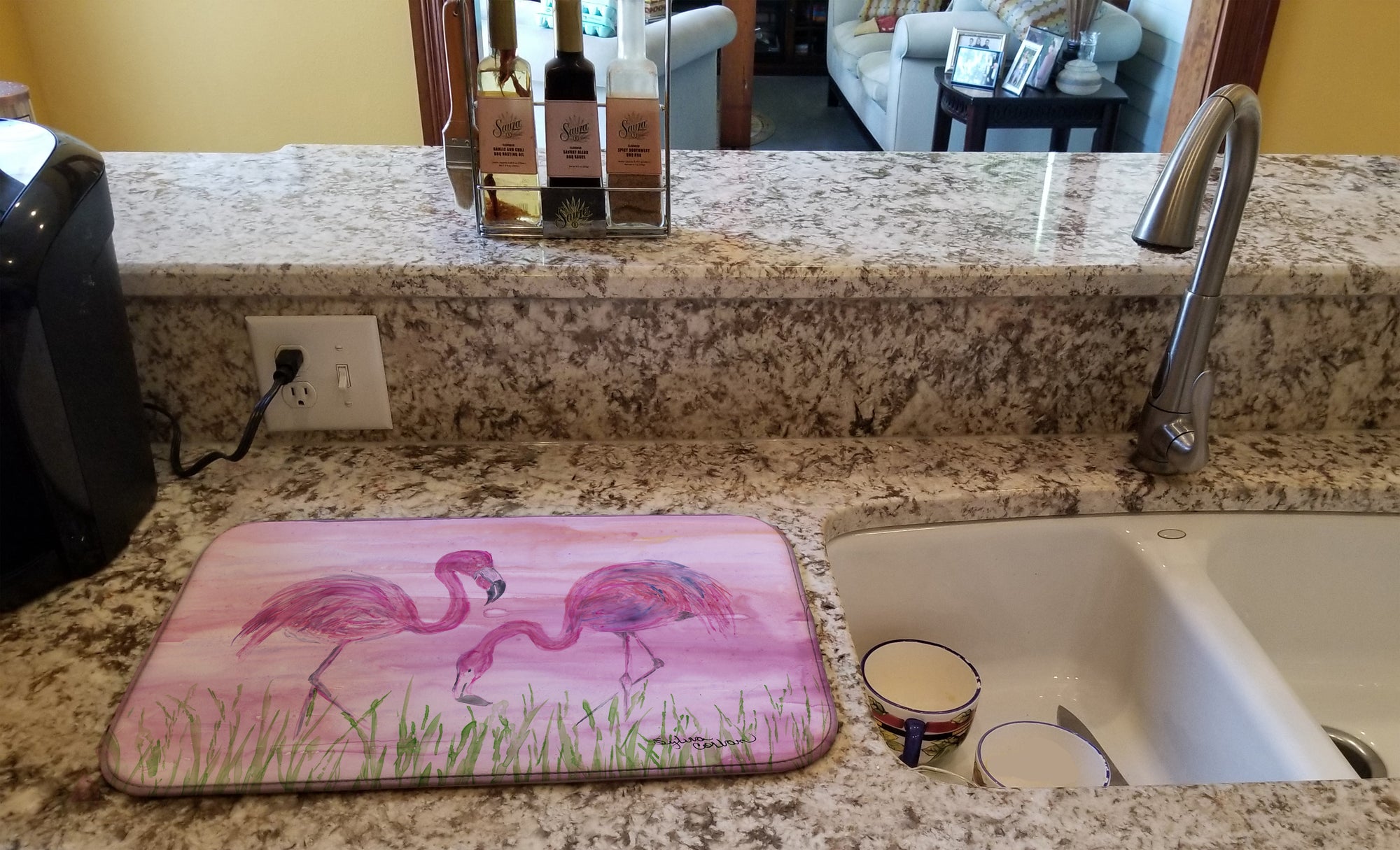 Flamingos Dish Drying Mat SC2018DDM  the-store.com.