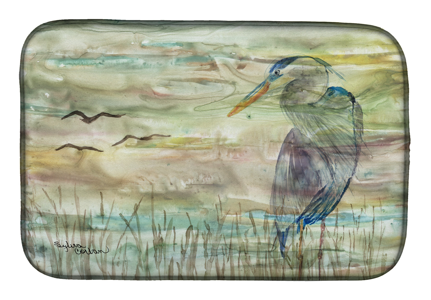 Blue Heron Sunset Dish Drying Mat SC2019DDM  the-store.com.