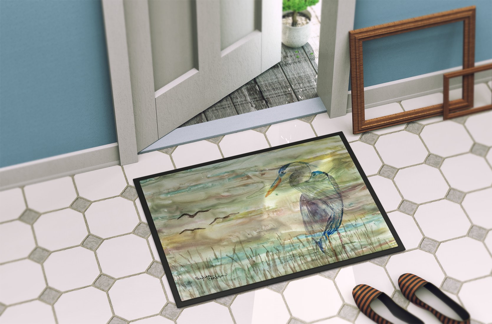 Blue Heron Sunset Indoor or Outdoor Mat 24x36 SC2019JMAT by Caroline's Treasures