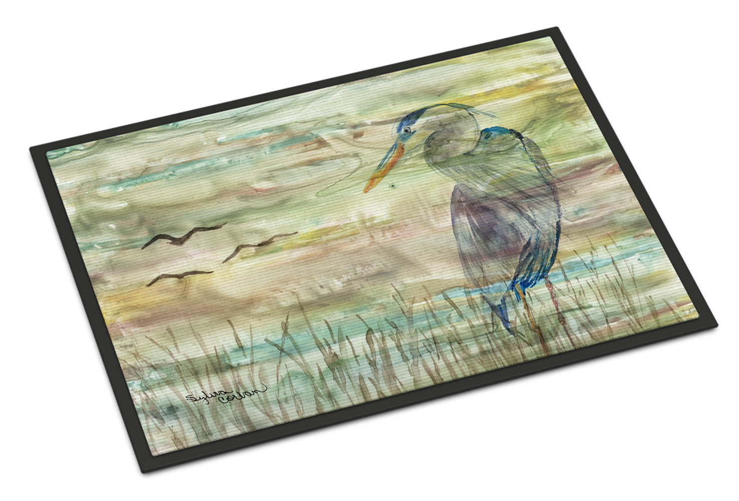 Blue Heron Sunset Indoor or Outdoor Mat 18x27 SC2019MAT - the-store.com