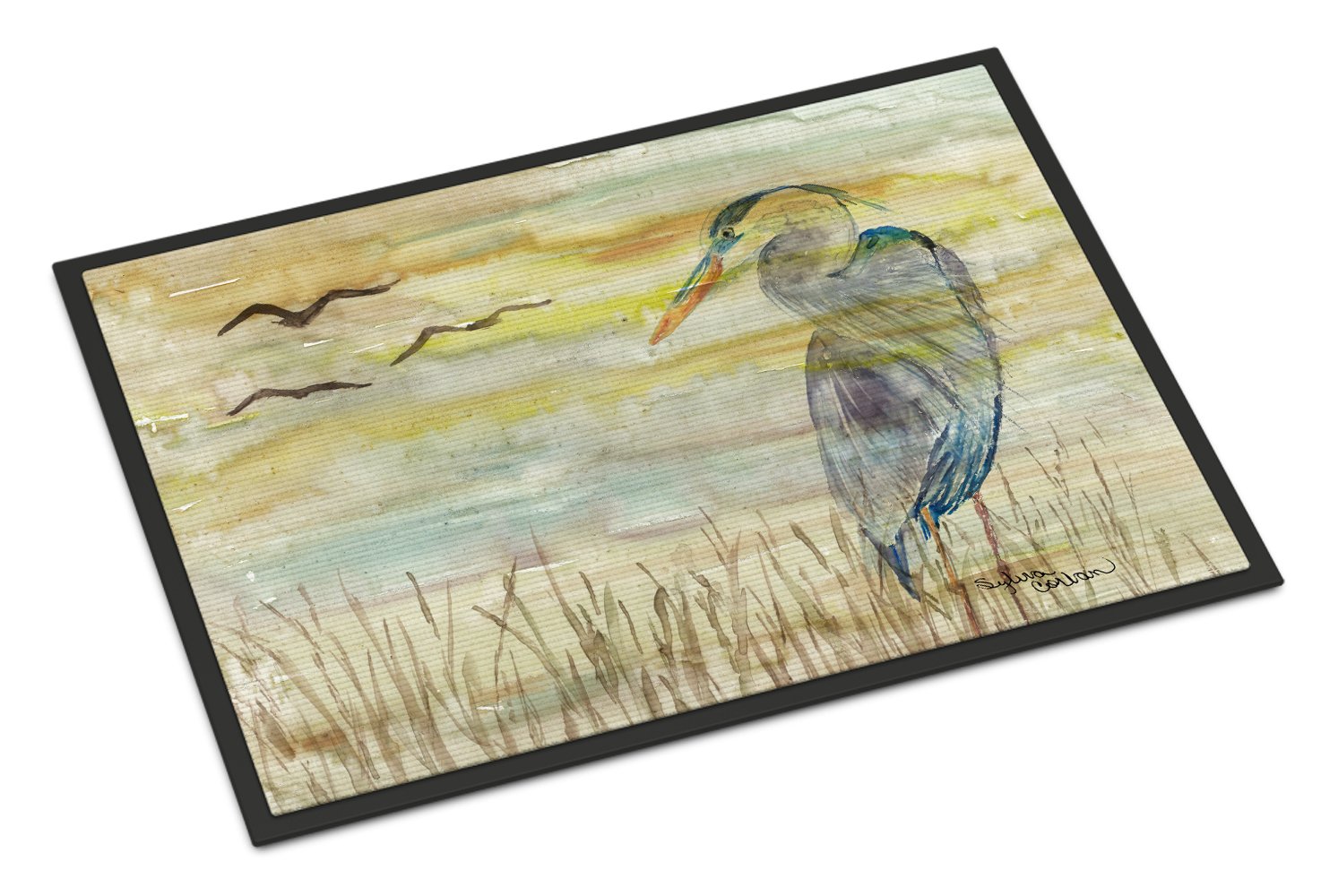 Blue Heron Yellow Sky Indoor or Outdoor Mat 24x36 SC2020JMAT by Caroline's Treasures