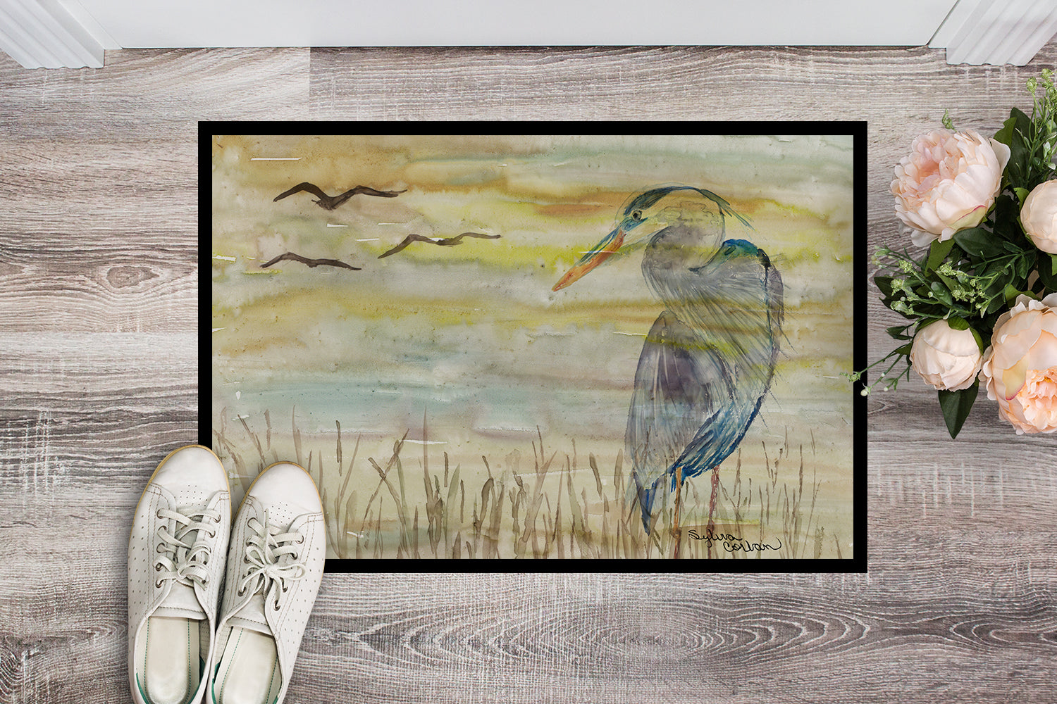 Blue Heron Yellow Sky Indoor or Outdoor Mat 18x27 SC2020MAT - the-store.com