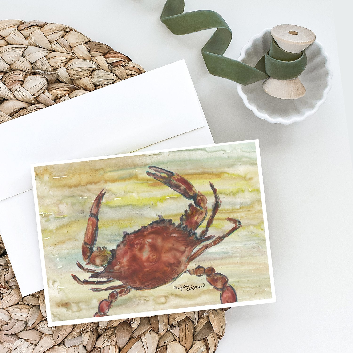 Buy this Cooked Crab Yellow Sky Greeting Cards and Envelopes Pack of 8