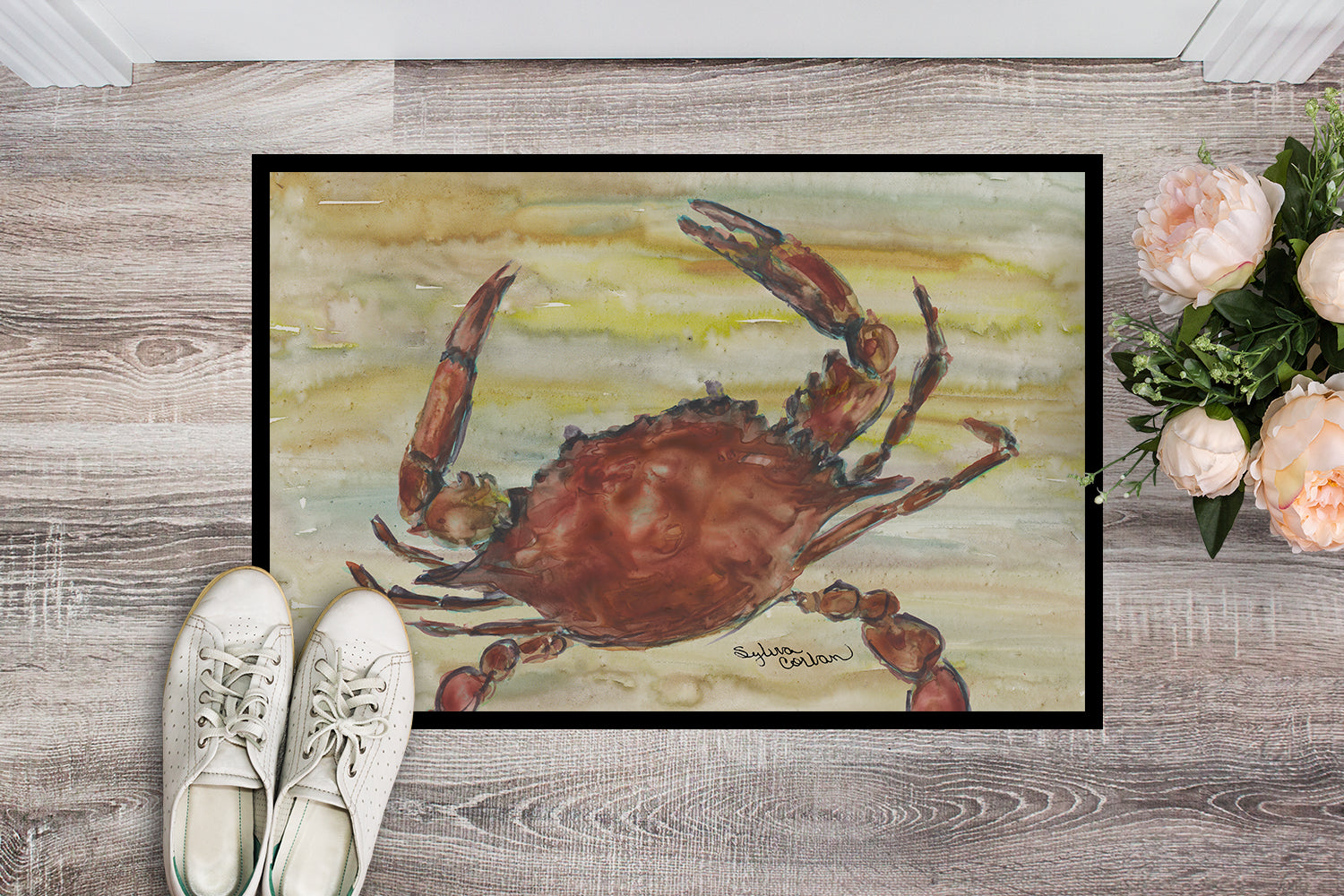 Cooked Crab Yellow Sky Indoor or Outdoor Mat 18x27 SC2022MAT - the-store.com