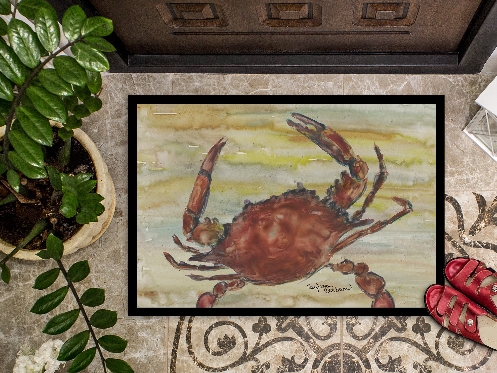 Cooked Crab Yellow Sky Indoor or Outdoor Mat 18x27 SC2022MAT - the-store.com