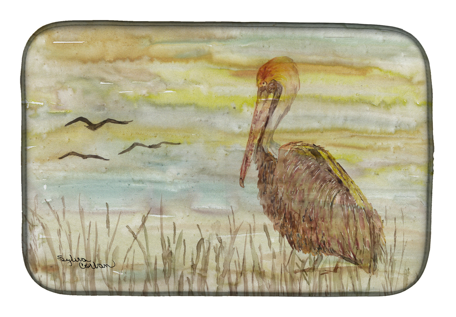 Brown Pelican Yellow Sky Dish Drying Mat SC2025DDM  the-store.com.