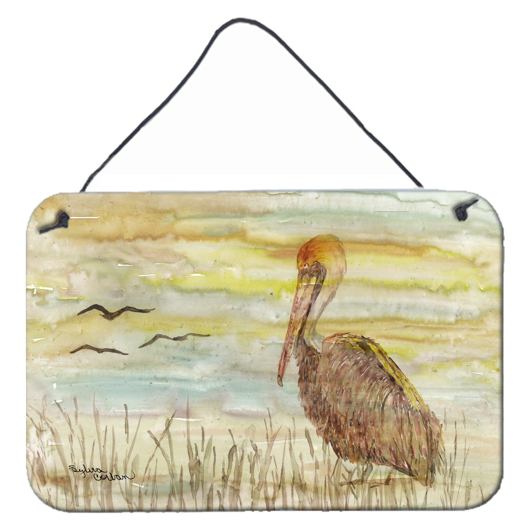 Brown Pelican Yellow Sky Wall or Door Hanging Prints SC2025DS812 by Caroline's Treasures