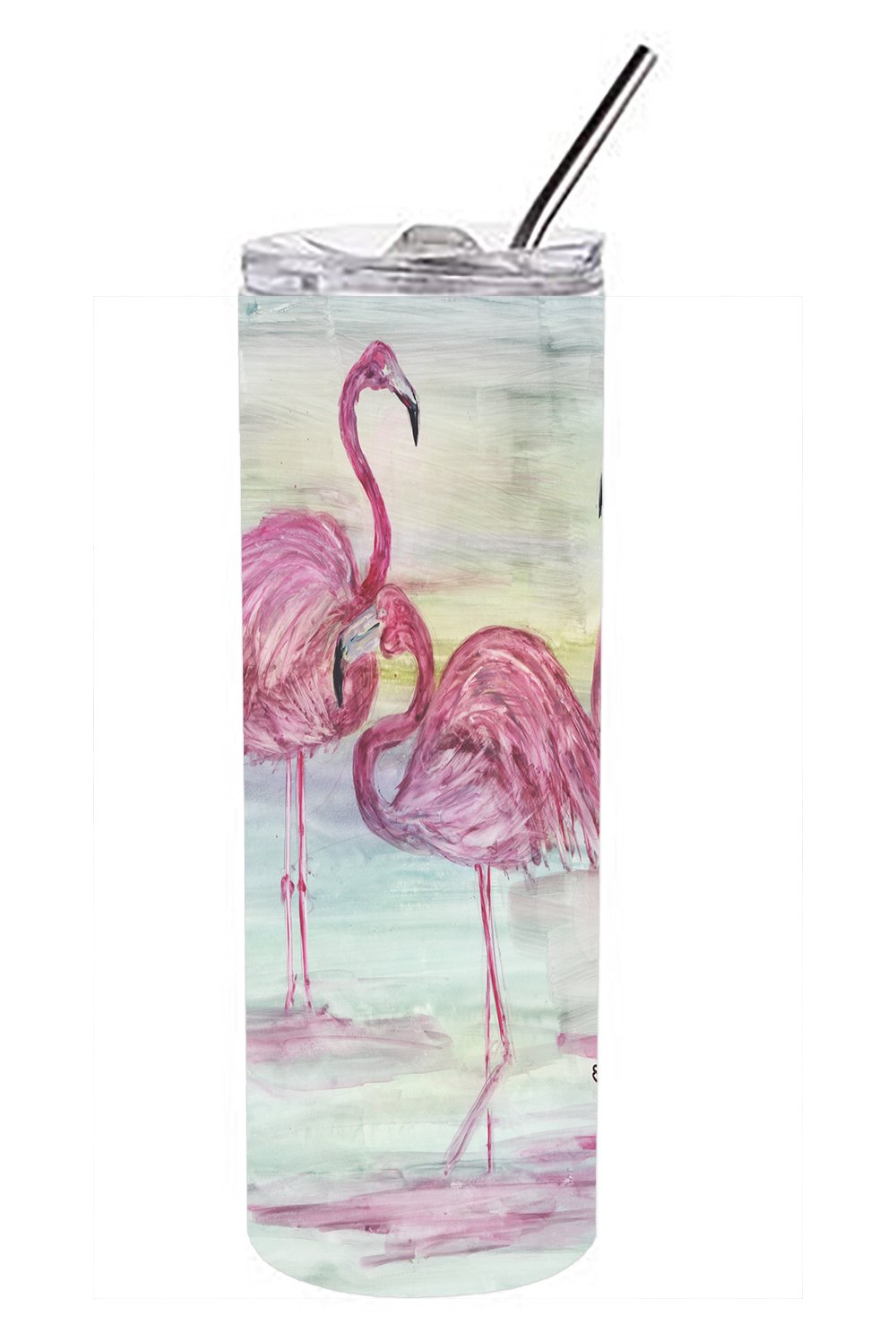 Flamingos Double Walled Stainless Steel 20 oz Skinny Tumbler SC2034TBL20 by Caroline&#39;s Treasures