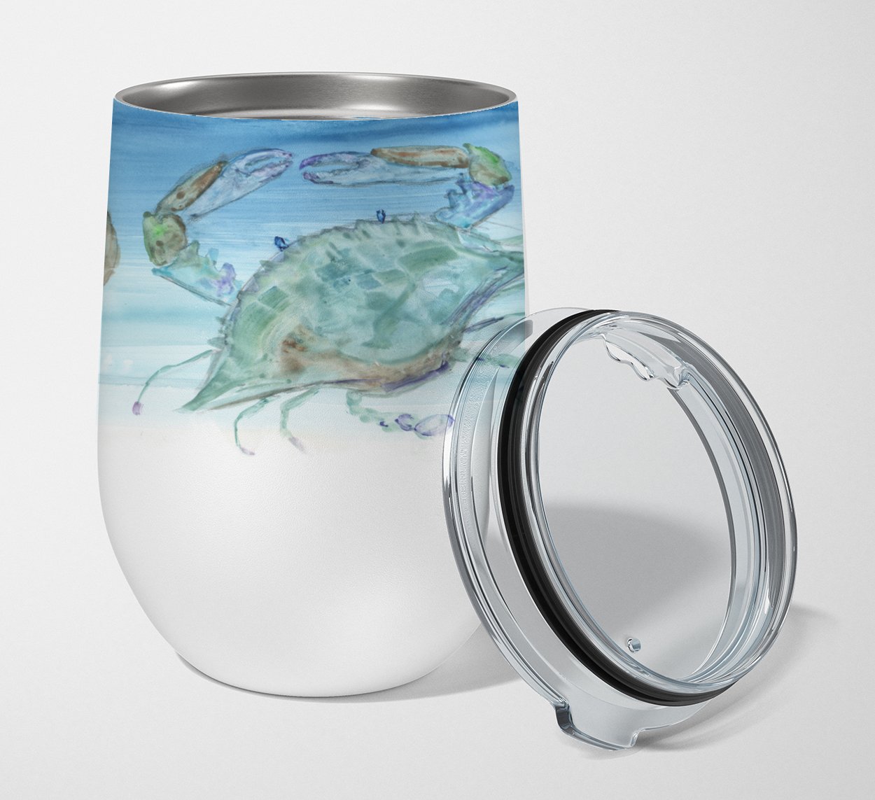 Buy this Crabs Shrimp and oysters Stainless Steel 12 oz Stemless Wine Glass