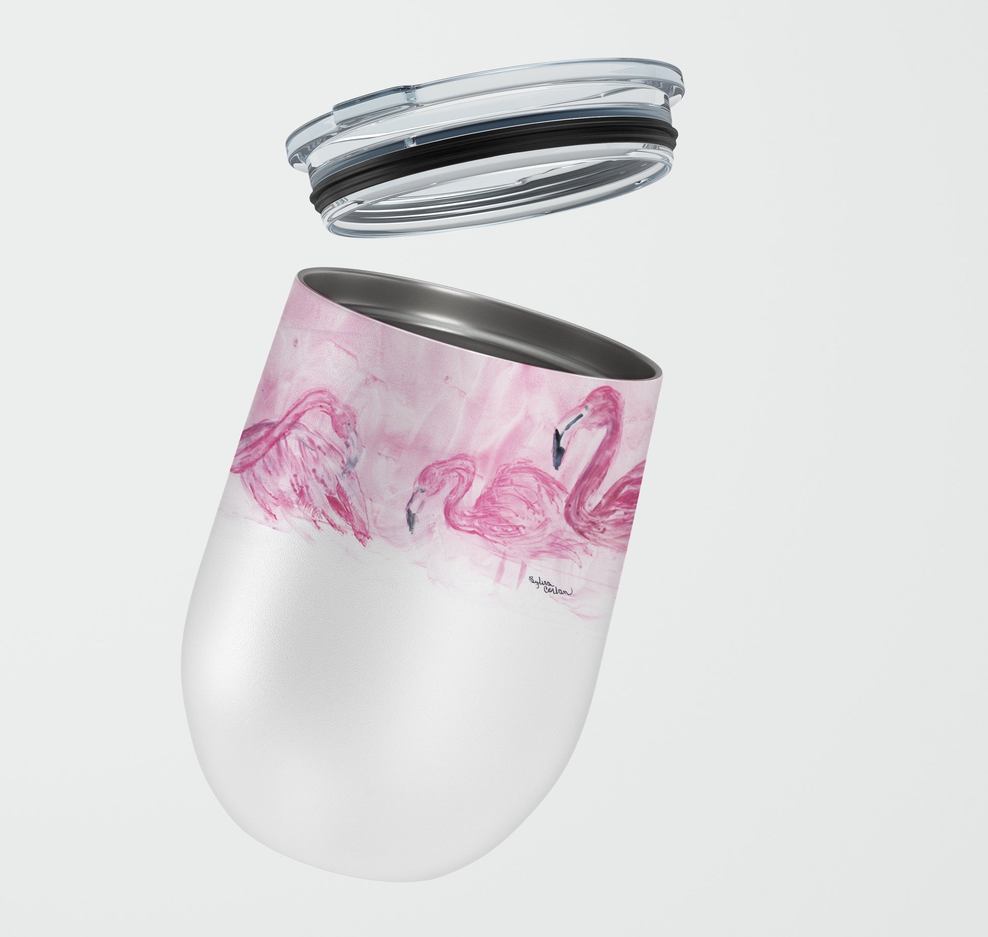 Buy this Flamingos Stainless Steel 12 oz Stemless Wine Glass